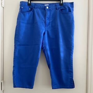Jaclyn Smith Women SZ 14 Nautical Blue Denim Stretch Coastal Jeans Capri Beach